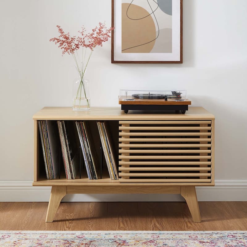 Render Vinyl Record Display Stand - Oak