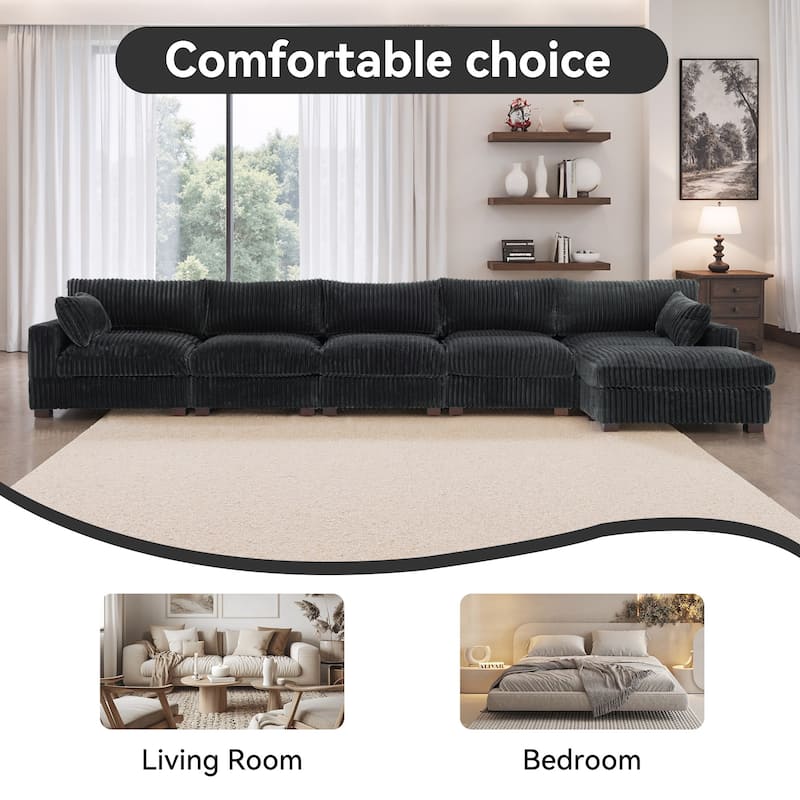 Oversized Plush Modular Sectional Sofa Couch with Ottoman