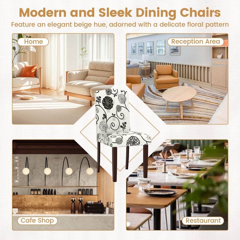 Costway Wooden Dining Chair Set of 2 with Rubber Wood Legs Padded Seat - See Details