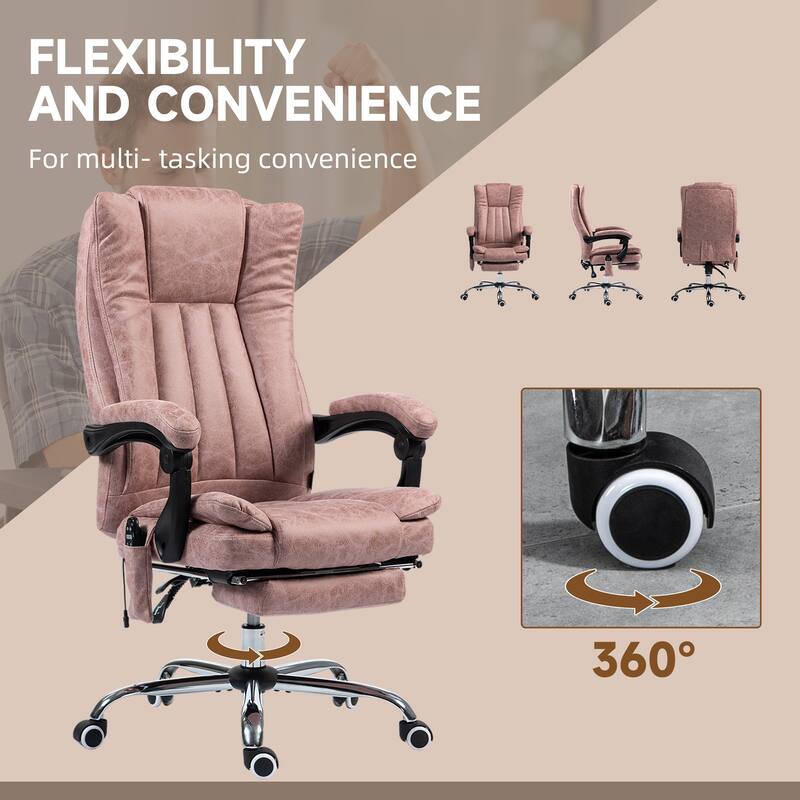 Multi-Function Adjustable Height Massage Office Chair with Heating and Swivel Base and Lumbar Support