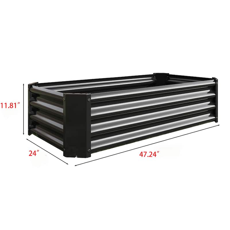 Metal Raised Garden Bed Rectangle Raised Planter for Flowers Plants Vegetables - 47.24"L * 24.00"W * 11.81"H