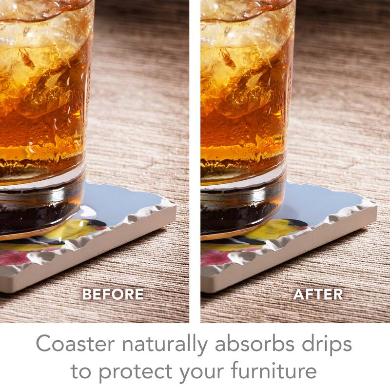 Counterart Absorbent Stone Coaster, Spring Quartet, Set of 4 - 4.01x4.06