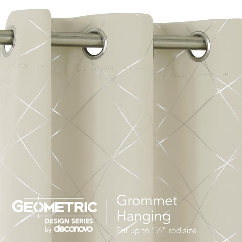 Deconovo Silver 42 Inch Geometric Curtain Panel Pair(2 Panel)