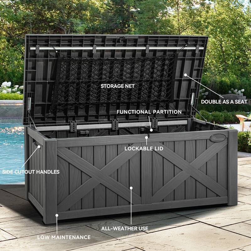 120 Gallons Water Resistant Resin Lockable Deck Box