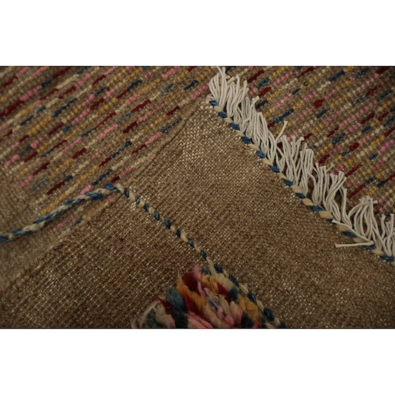 Hand Knotted Oriental 100% Wool Carpet Tribal Checkered Pink Moroccan Area Rug - 10' 7'' X 8' 5''