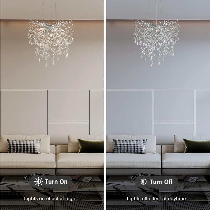 Modern Round Branch Crystal Chandelier, 600-1200mm Diameter, Marquise Cut Crystal Pendant Light