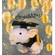 preview thumbnail 5 of 4, DolliBu Squat Piggy Graduation Plush Toy with Gown and Cap with Tassel - 7 inches