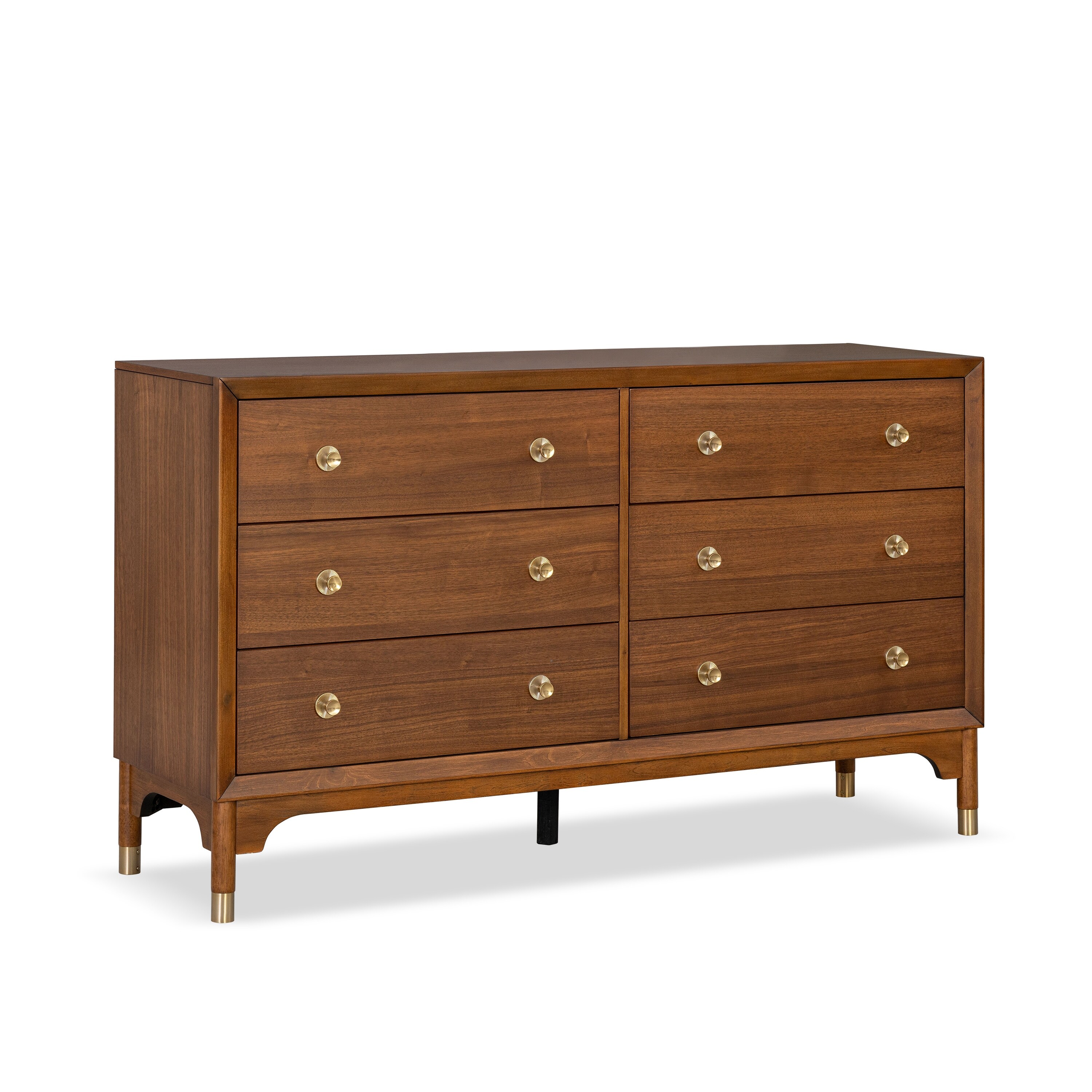 Forma Mid-Century Modern Walnut 6-Drawer Dresser
