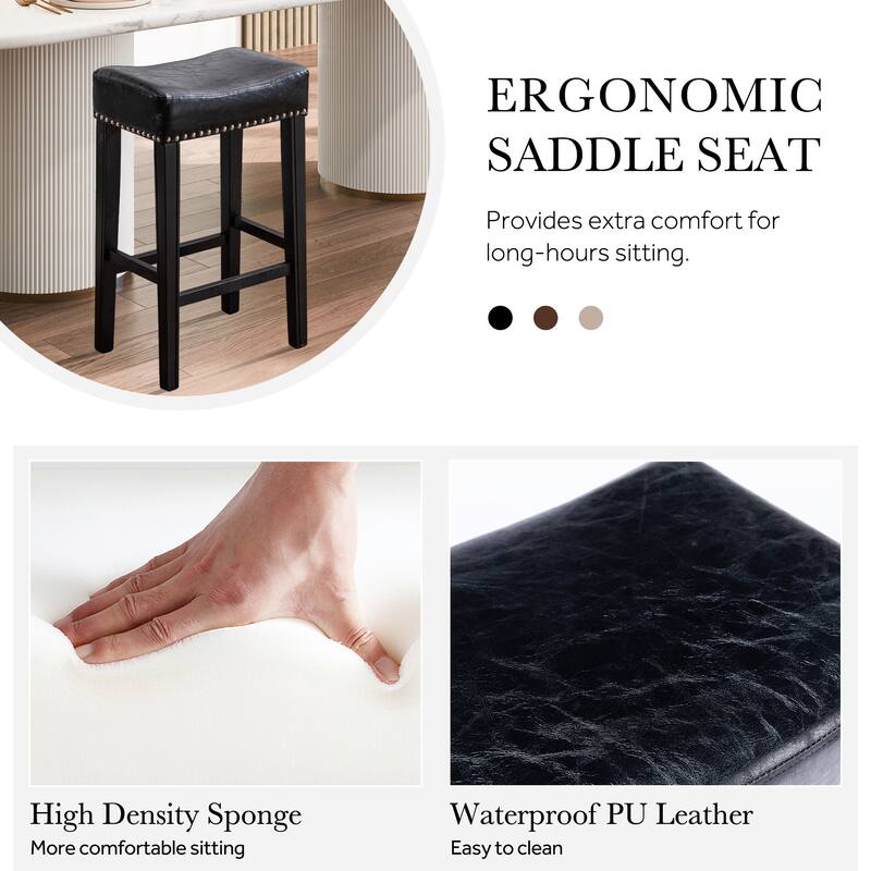 Counter Height Upholstered Bar Stools with Footrest Set of 2