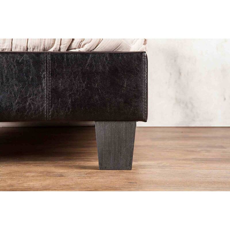 Contemporary Black Finish 1PC Fully Upholstered Tufted Platform Bed