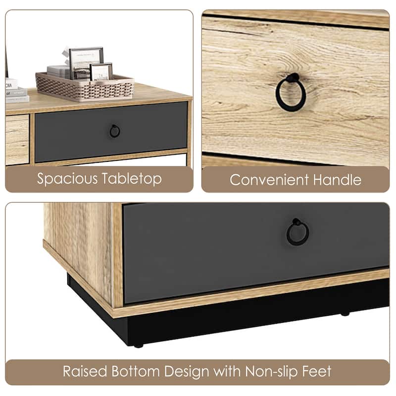 Costway 6 Drawer Double Dresser Accent Storage Tower for Bedroom