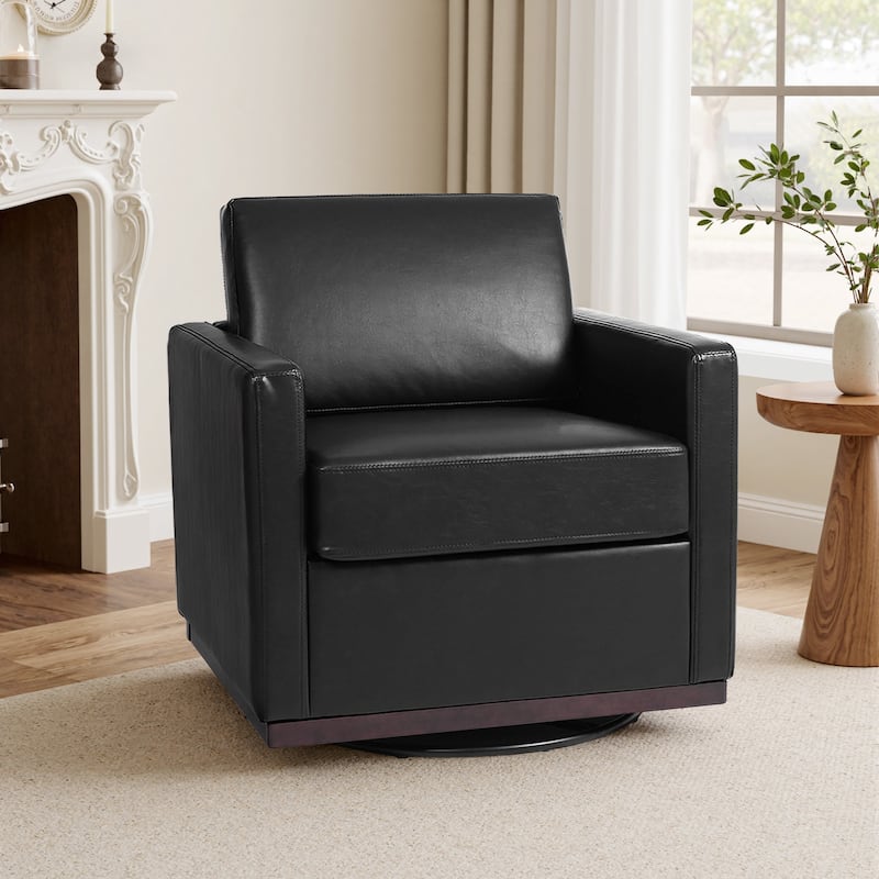 uixe Modern Upholstered Swivel Accent Chair with Pocket Spring Seat
