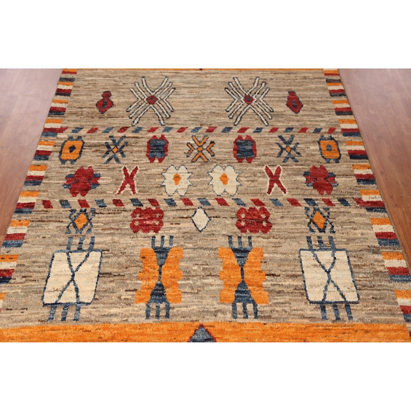 Geometric Moroccan Oriental Area Rug Handmade Wool Carpet - 7'0" x 9'8"