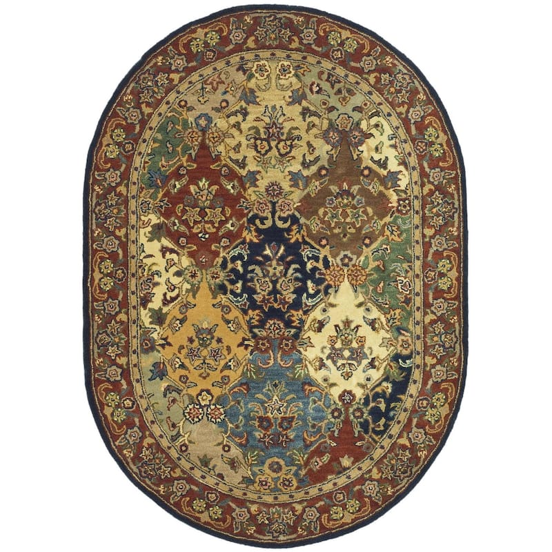 Traditional Wool Rug 7x9 - Hand-Tufted Area Rug - Global Design - Multicolor Living Room Rug - 114 x 90