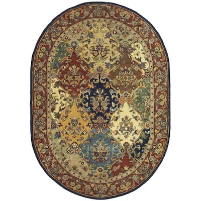 Traditional Wool Rug 7x9 - Hand-Tufted Area Rug - Global Design - Multicolor Living Room Rug - 114 x 90