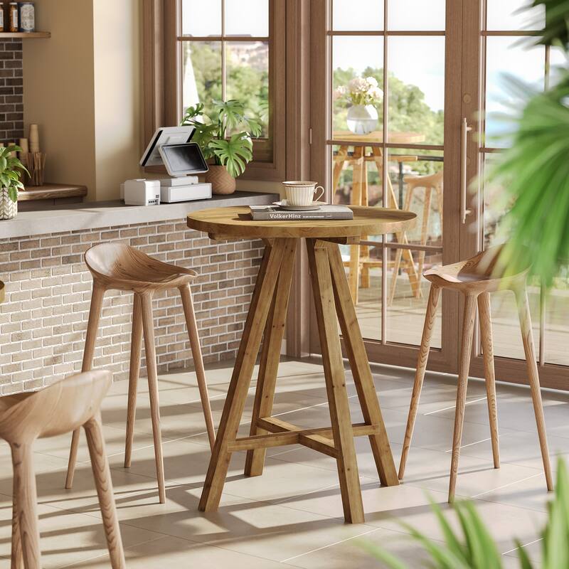 Solid Wood Bar Table, 31.5" Round Pub Bistro Table
