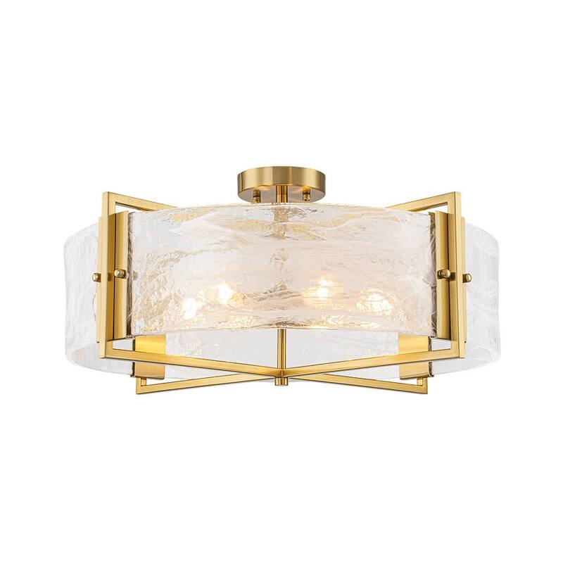 Modern Entryway 6-Light Glazed Glass Drum Semi-flush Mount