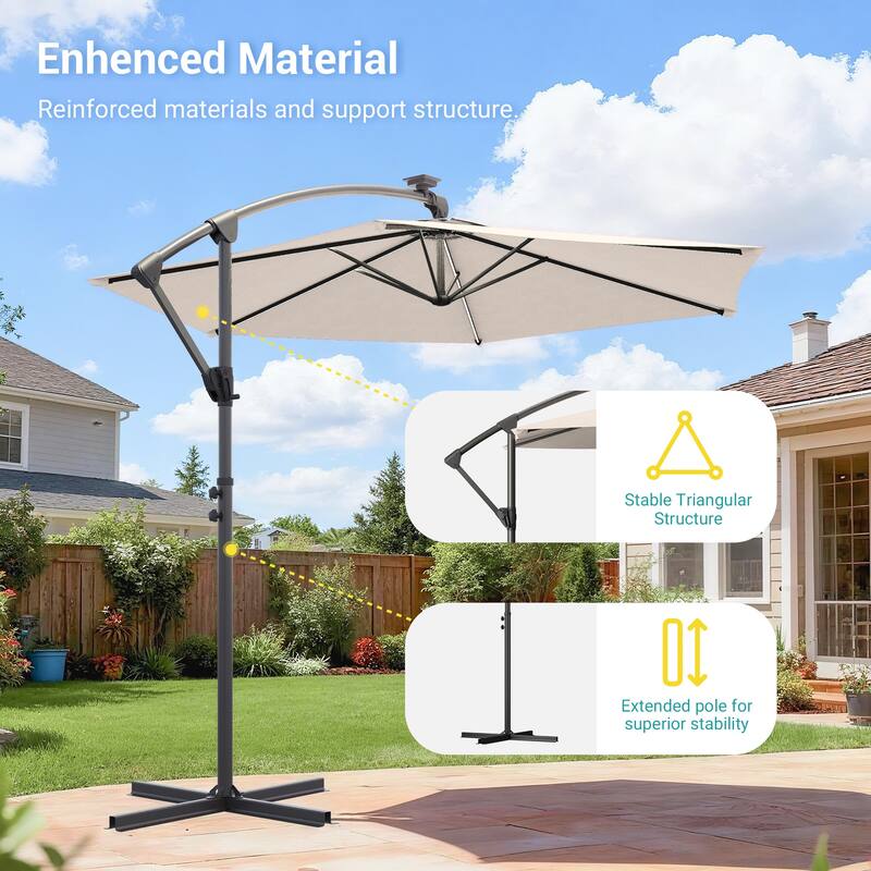 Sonkuki Outdoor 10FT LED lighted Patio Offset umbrella for Garden