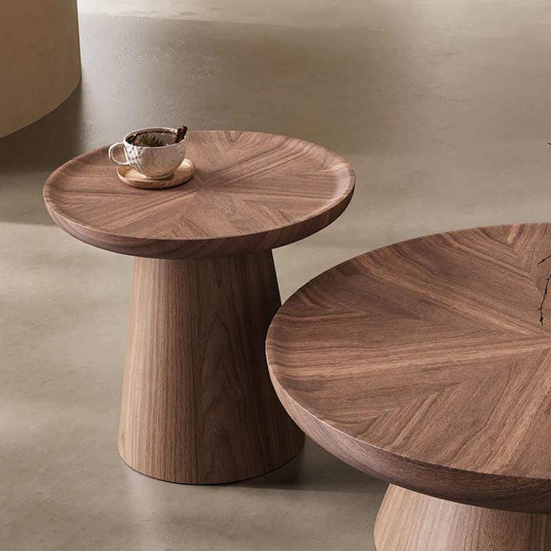 Coffee Table Set of 2, Brown, Solid Wood Texture