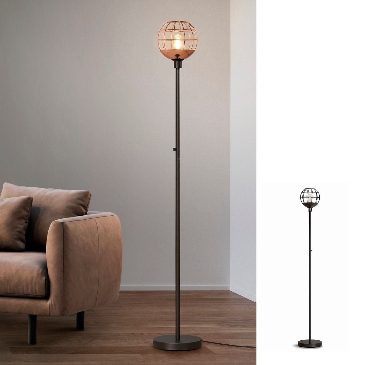 Metro Wire Shade 71"H LED Dimmable Torchiere Floor Lamp