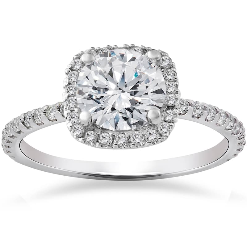 Certified 2 1/2Ct Diamond Cushion Halo Engagement Ring Gold Lab Grown