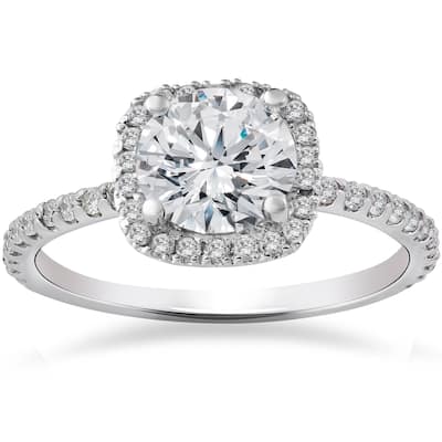 Certified 2 1/2Ct Diamond Cushion Halo Engagement Ring Gold Lab Grown