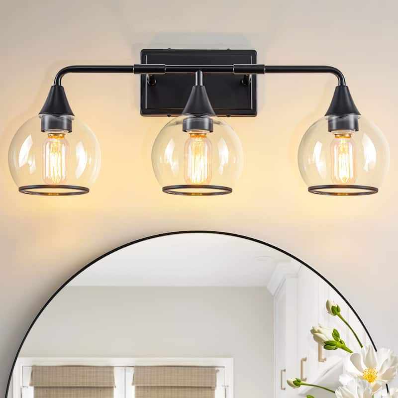 Starsky 3/4 Lights Modern Vanity Light Clear Globe Glass Shades