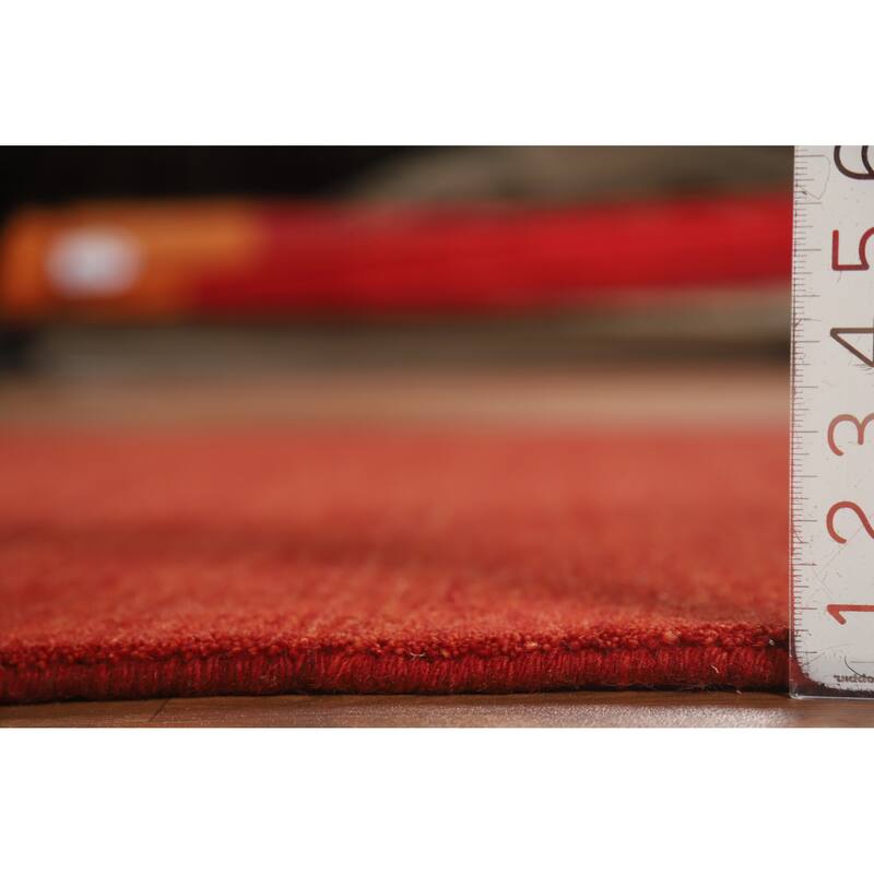 Orange Gabbeh Indian Area Rug Hand-Knotted Oriental Tribal Wool Carpet - 4'11" x 7'10"