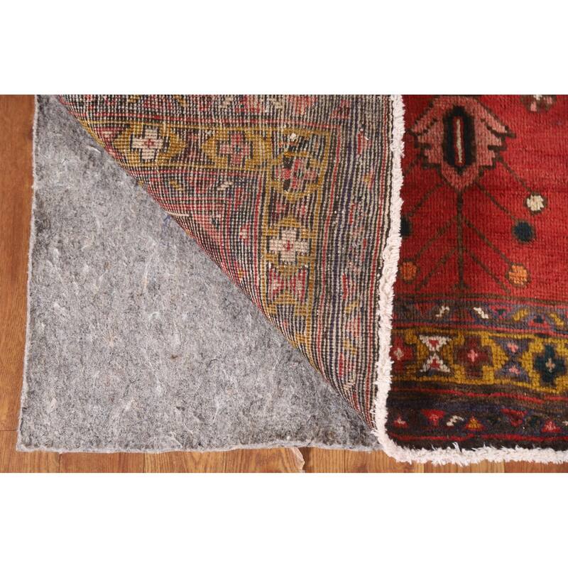 Hand Knotted Oriental 100% Wool Carpet Traditional Geometric Red Heriz Runner Rug - 10' 8'' X 3' 2''