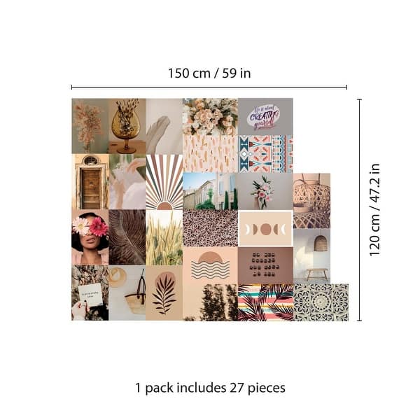 Boho Aesthetic Wall Mural Collage Stickers Set - Bed Bath & Beyond ...
