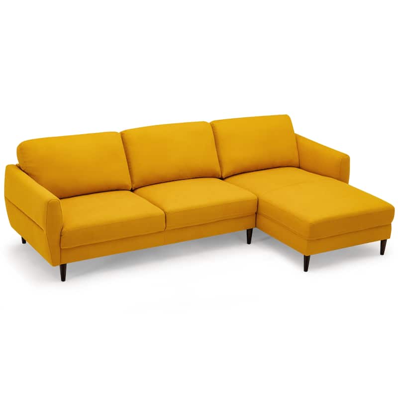Costway 104'' L-Shaped Fabric Sectional Sofa w/ Chaise Lounge & Solid - 104'' x 60'' x 34''