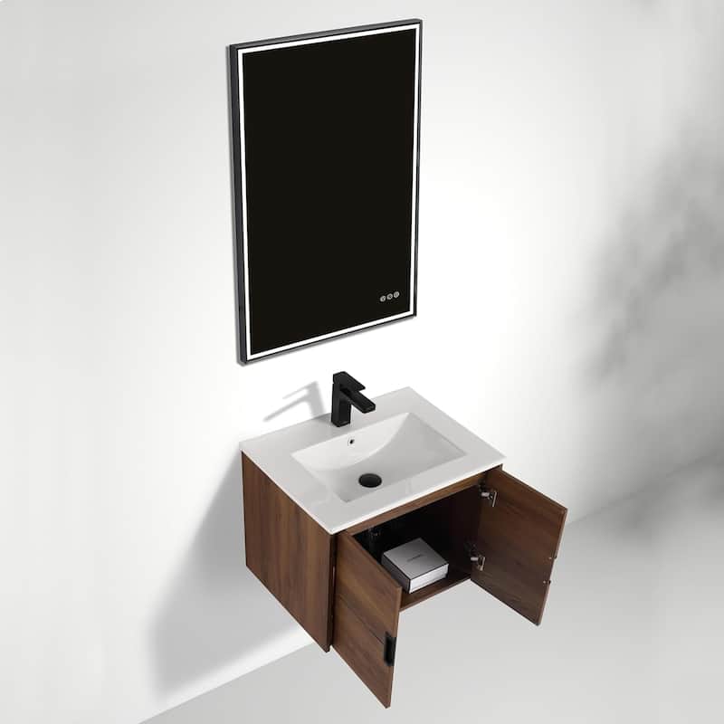 Blossom Bathroom Vanity with Sink, All-Wood Wall-Mounted Floating