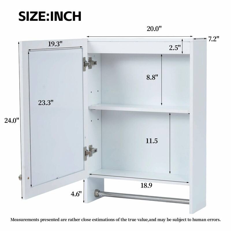 3-in-1 20" Medicine Cabinet with Adjustable Shelf, Soft-Close Door, and High-Definition Mirror