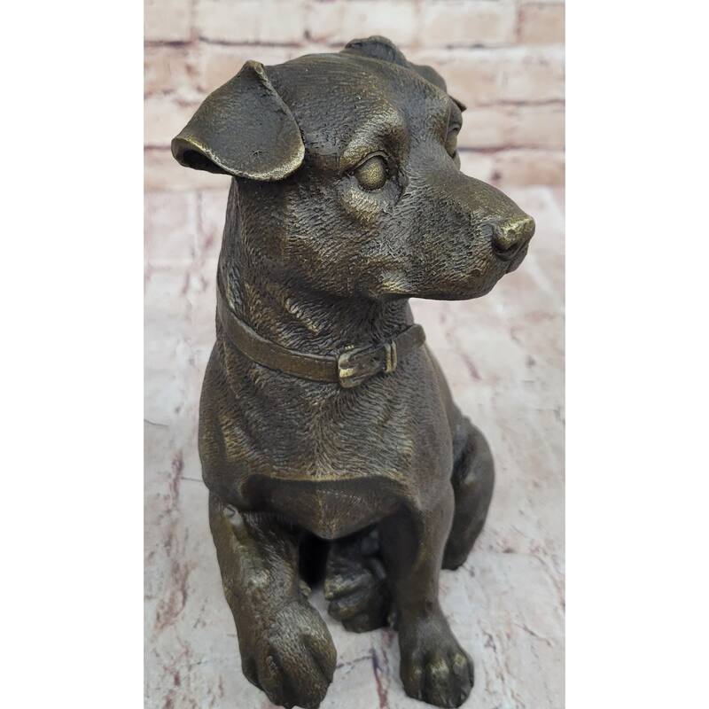 Handmade Bronze Jack Russell Terrier Puppy Dog Figurine Sculpture Signed Art Decor