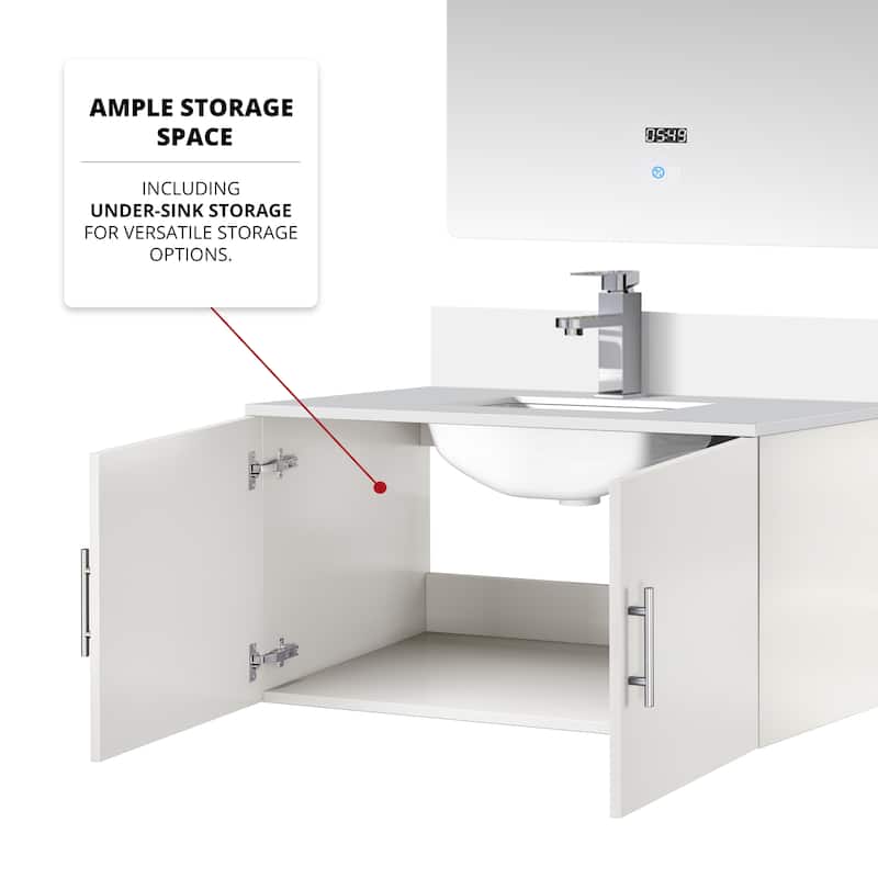 Geneva Bath Vanity with Quartz Top & Sink
