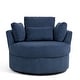 preview thumbnail 81 of 198, 41" W Oversized Accent Barrel Swivel Chair with Moon Storage Ottoman