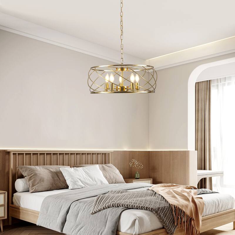 CurveCurio Elegant 20" Black Industrial Cage Chandelier with Adjustable 70" Chain for Modern Dining Spaces - 20" * 20" * 10"