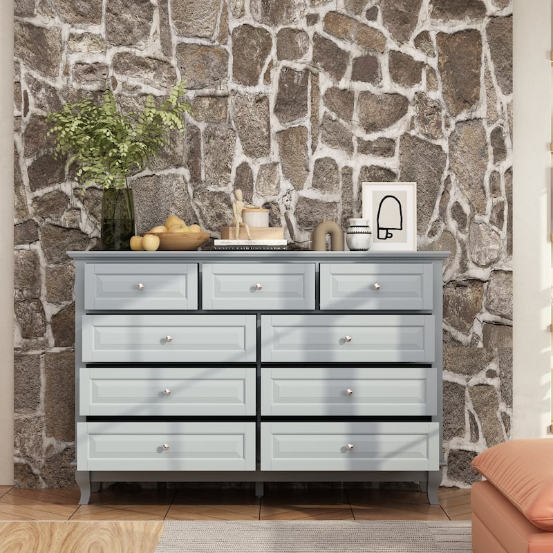 55.1"W 9-Drawer Dresser: Spacious and Sleek Design Chest Lacquer