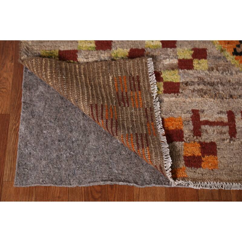 Geometric Brown Moroccan Oriental Area Rug Handmade Wool Carpet - 8'4" x 9'9"