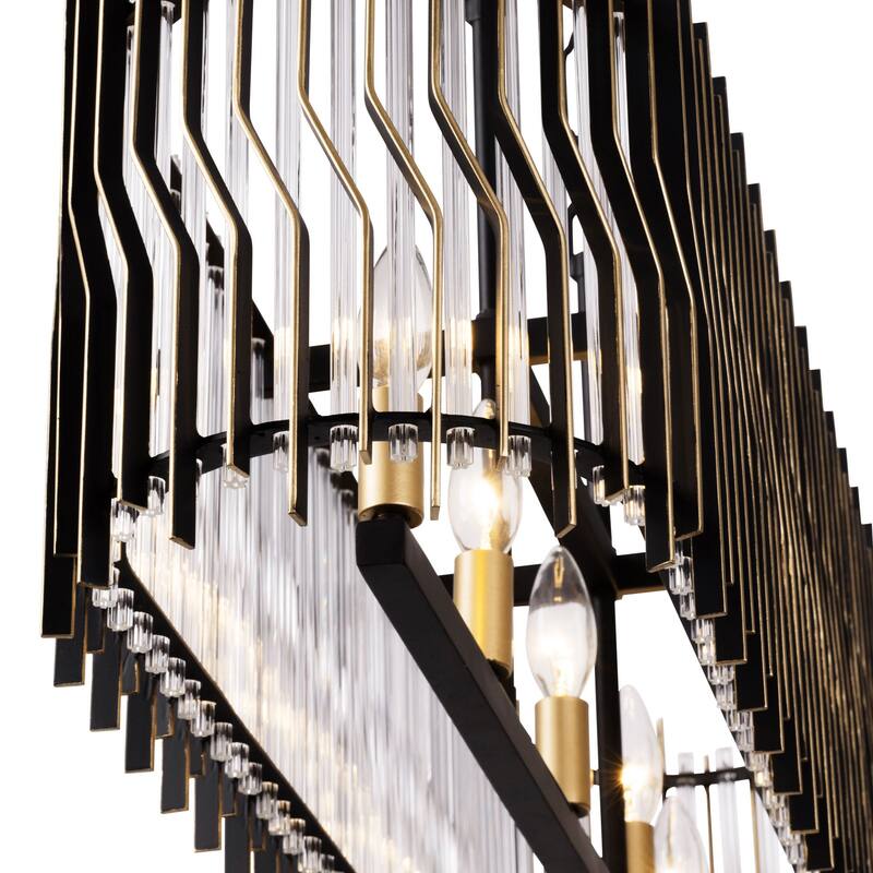 Varaluz Park Row Linear Pendant - Matte Black/French Gold - 36"W