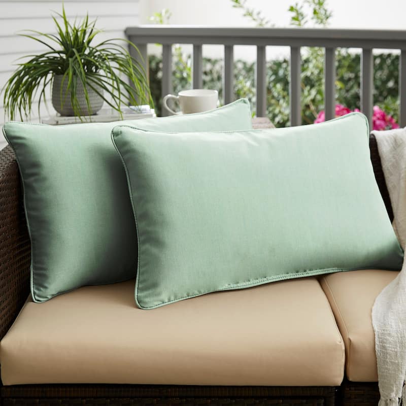 Sunbrella Canvas Spa Corded Indoor/ Outdoor Pillows (Set of 2) - 14 in x 24 in