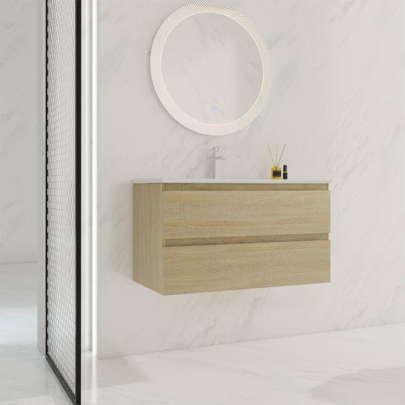 BNK 24"/30"/36'' Single Sink Bathroom Vanity with Two Soft Close Drawers
