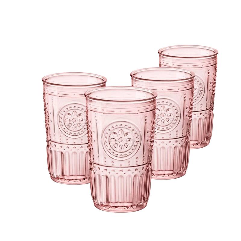Bormioli Rocco Set of 4 Romantic Cooler Glasses - 16 oz. - Cotton Candy