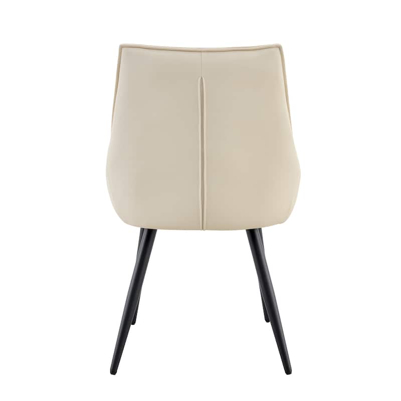 Faux Leather Dining Chairs Set of 4, Modern Upholstered Side Chairs with Gold Mesh Accents and Metal Legs