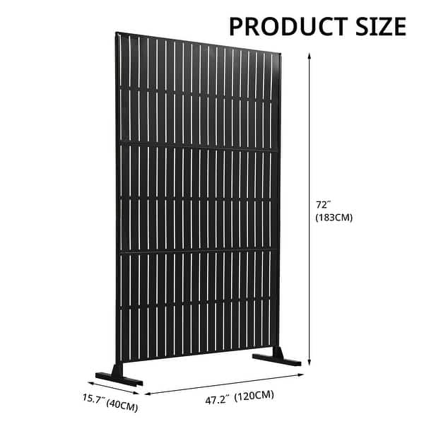 dimension image slide 19 of 33, Outdoor Privacy Screen with Stand for Patio Garden Metal Fence