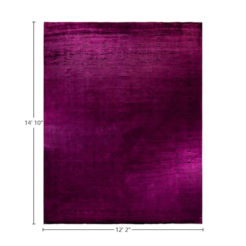 Overton Hand Knotted Wool Vintage Inspired Modern Contemporary Overdyed Plum Area Rug - 12' 2" x 14' 10"
