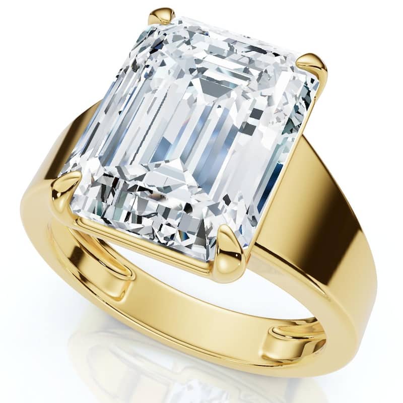 Bliss Diamond Certified 6Ct Emerald Cut Stephanie Diamond Engagement Ring Gold Lab Grown - 6 - Yellow