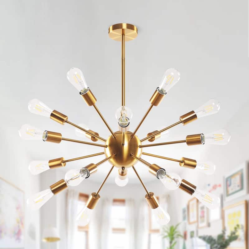 Modern 18-light Metal Adjustable Sputnik Chandelier for Dining Room