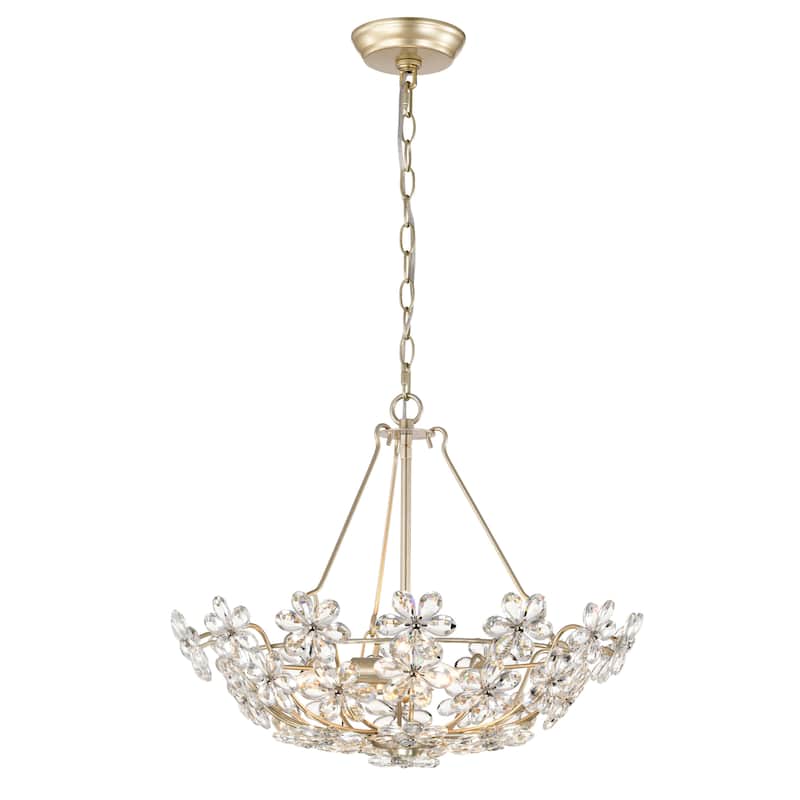 Rosa Glam 3-Light Daisy Crystal Glass Flower Chandelier