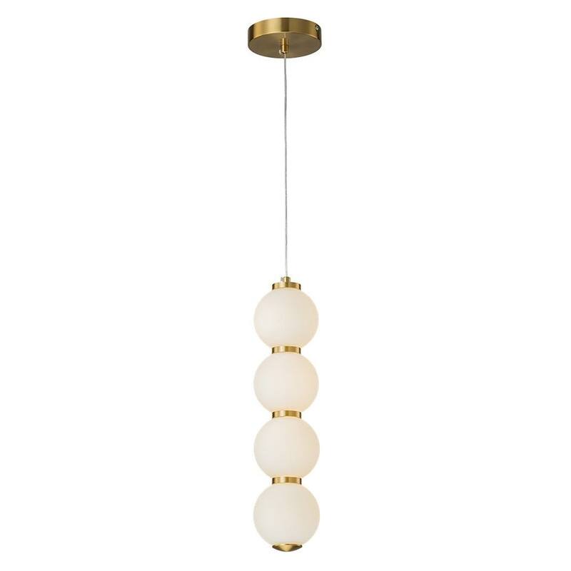 4-Light Vertical String Opal Glass Globe Pendant Light - Dimmable LED